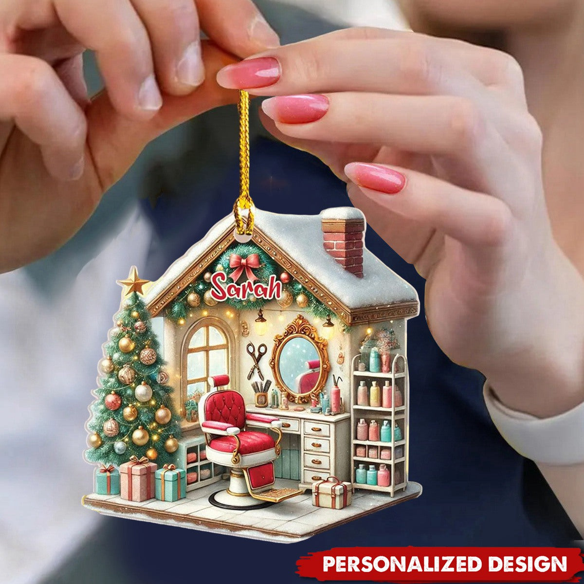 Personalized Christmas Hair Salon Ornament,Gift For Hairdresser, Barber, Hair Salon Decor