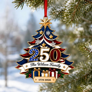 250th Anniversary Ornament , Personalized Family Name Patriotic Holiday Gift