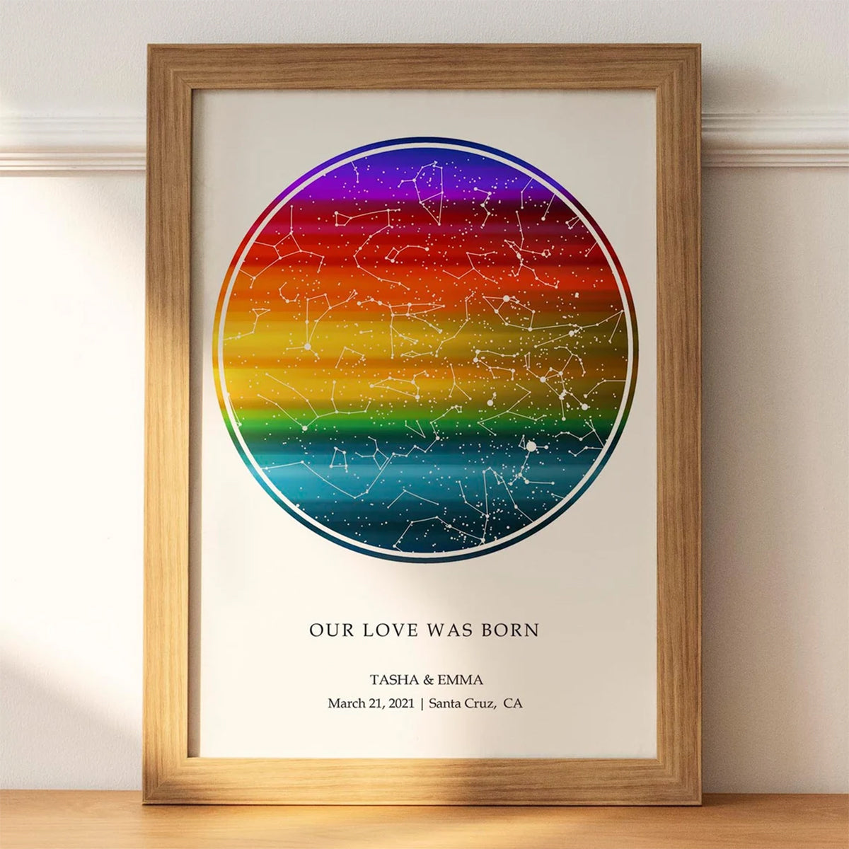 Custom LGBTQ Star Map Poster – Personalized Couple Wedding Gift