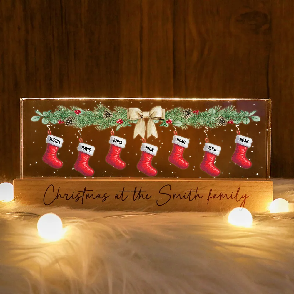 Christmas Stocking Family Names Personalized LED Night Light