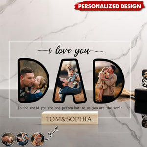 Dad Photo Plaque with Light Wood Base, Father's Day Gift