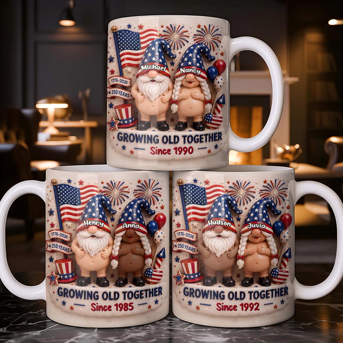 Growing Old Together, Personalized Coffee Mug, Gift For Couples