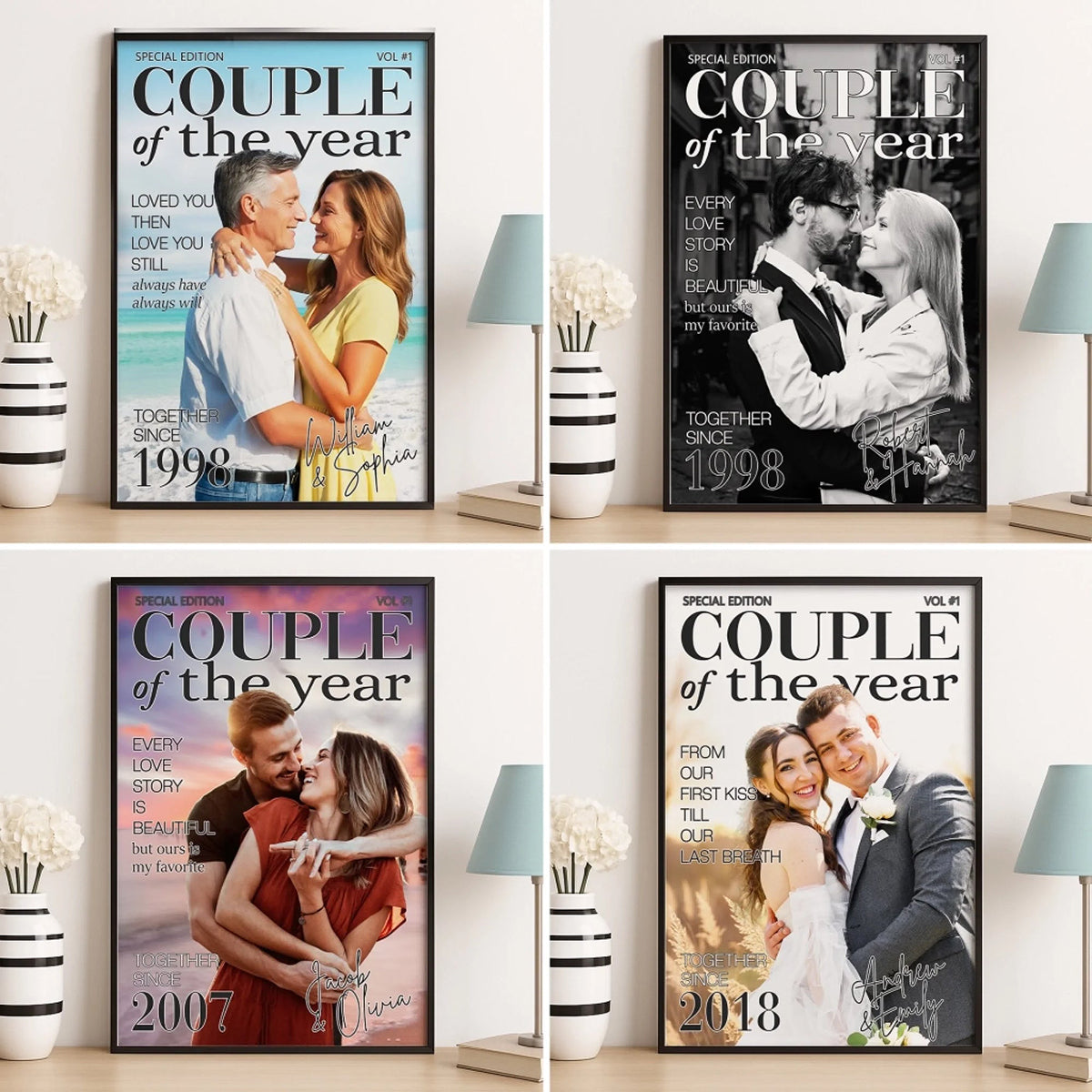 Custom Couple Photo Poster - Personalized Gifts For Husband And Wife