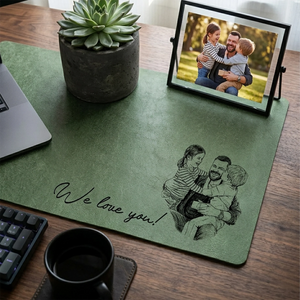 We Love You Dad Custom Photo Sketch Desk Mat – Personalized Father's Day Gift