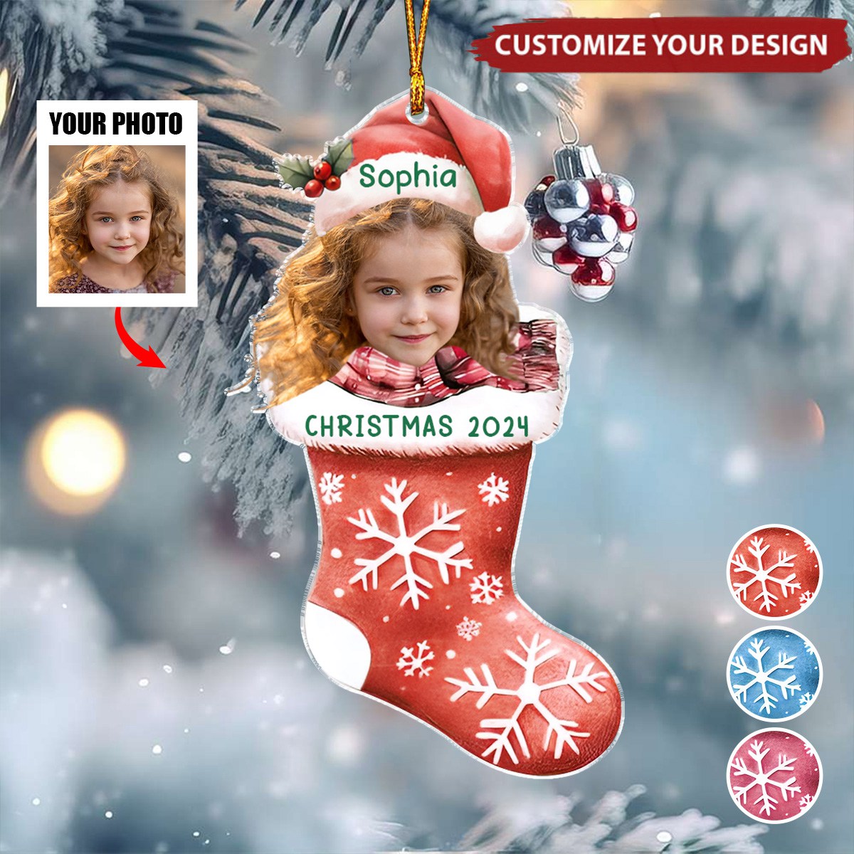 Custom Photo Kids Christmas, Christmas Holiday Ornament Gift