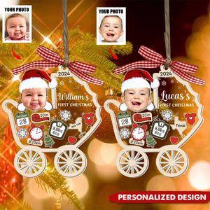 Personalized Baby's First Christmas Ornament 2024-Upload Photo