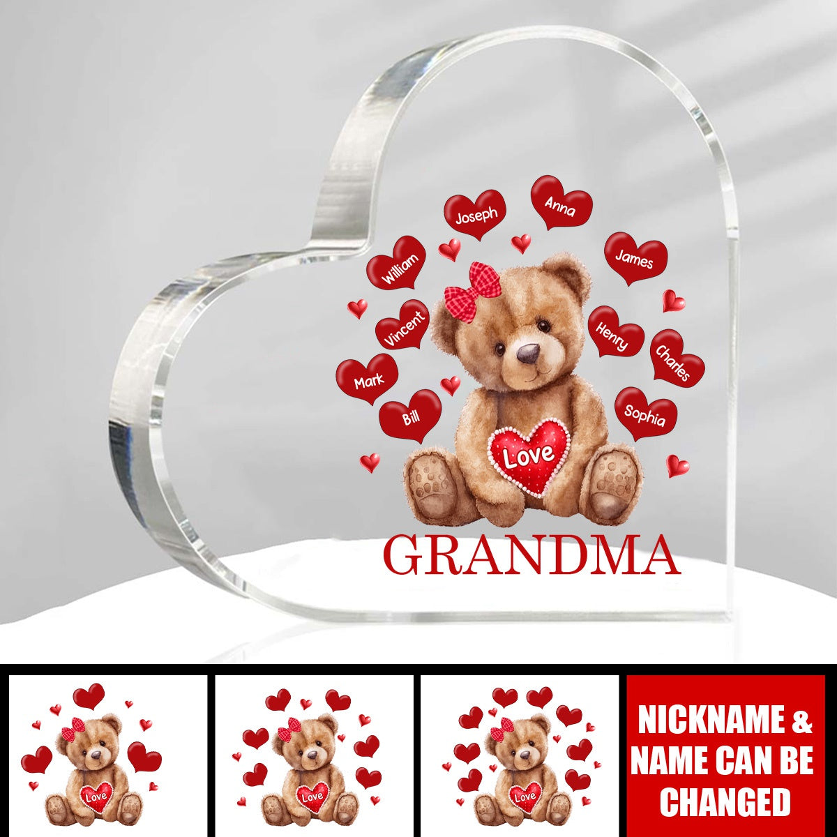 Mama Bear With Heart Kids Personalized Acrylic Plaque