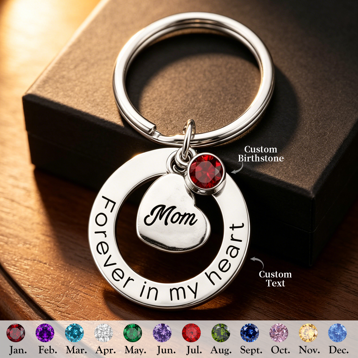 Forever In My Heart Personalized Memorial Keychain, Loss of Dad/Mom/Family