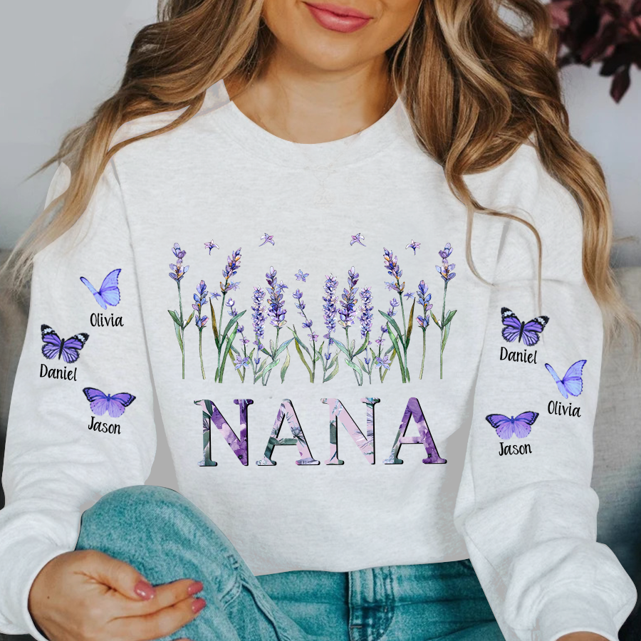 Personalized Nana And Kids Vintage Flower Sweatshirt