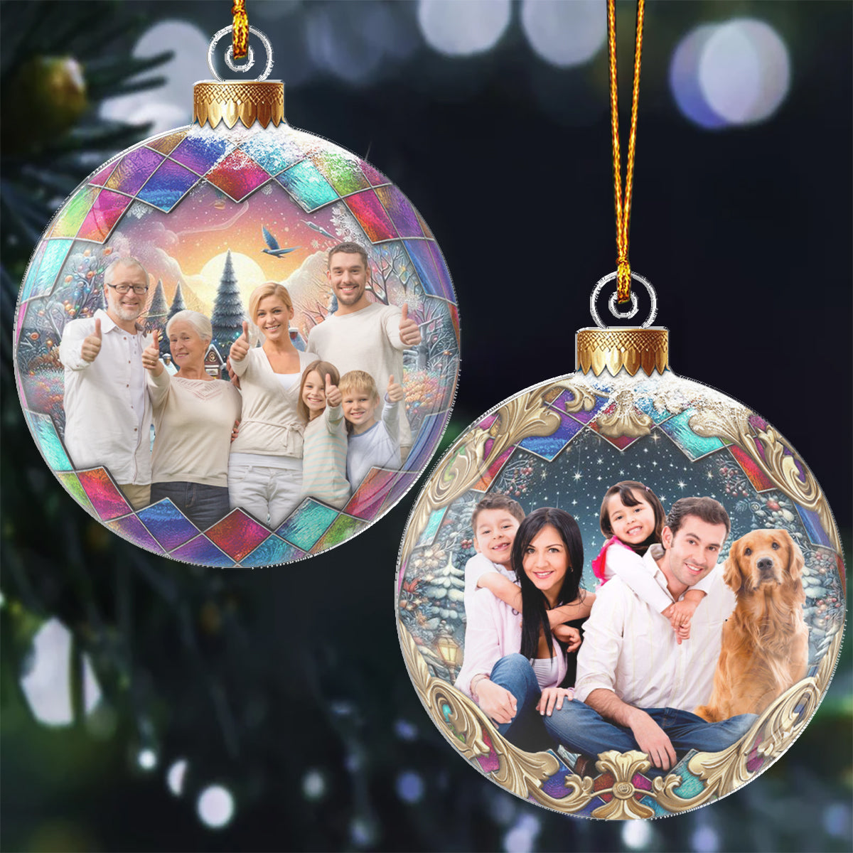 Family Christmas Bauble Shaped - Custom Acrylic Ornament