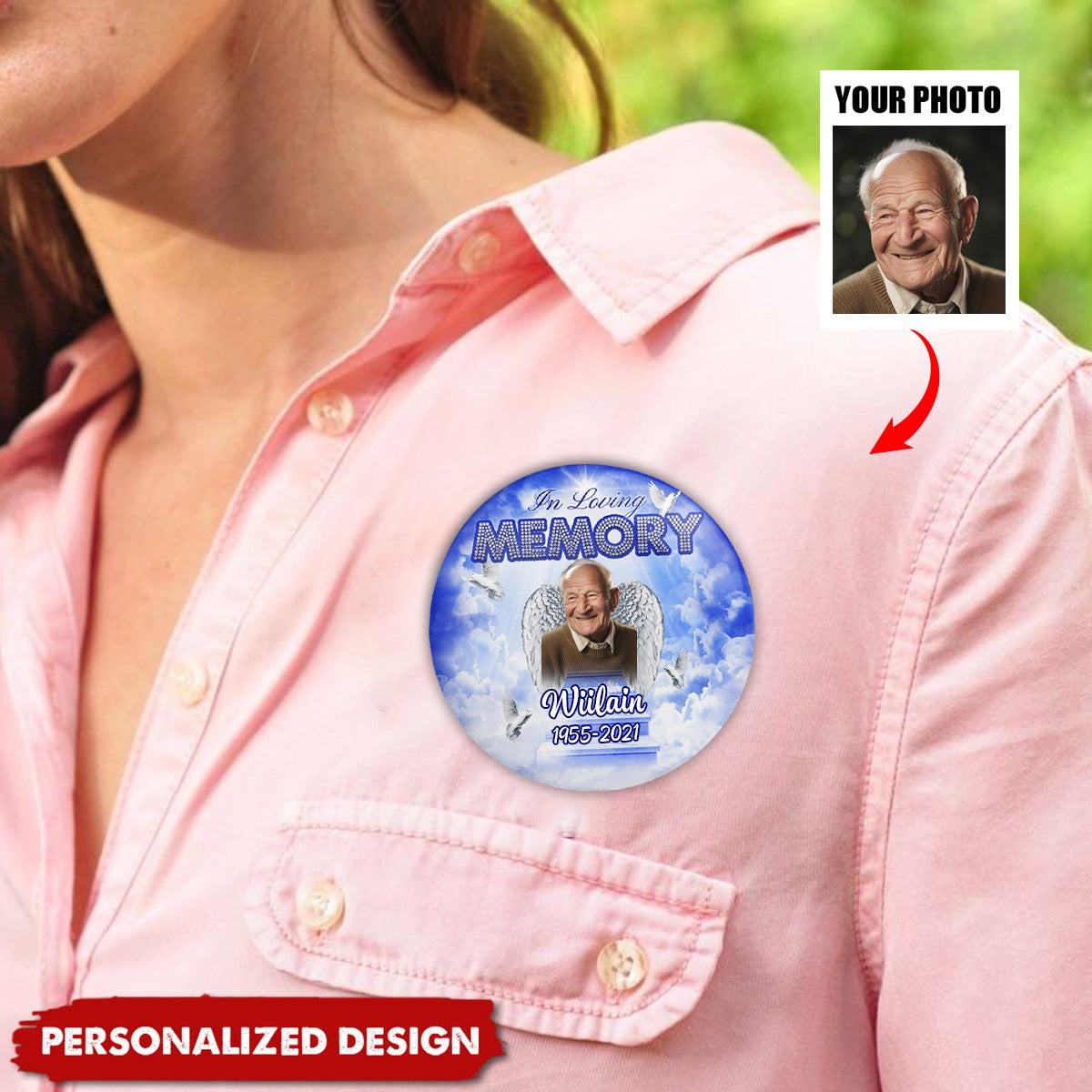 In Loving Memory Custom Memorial Button Pin - woohops