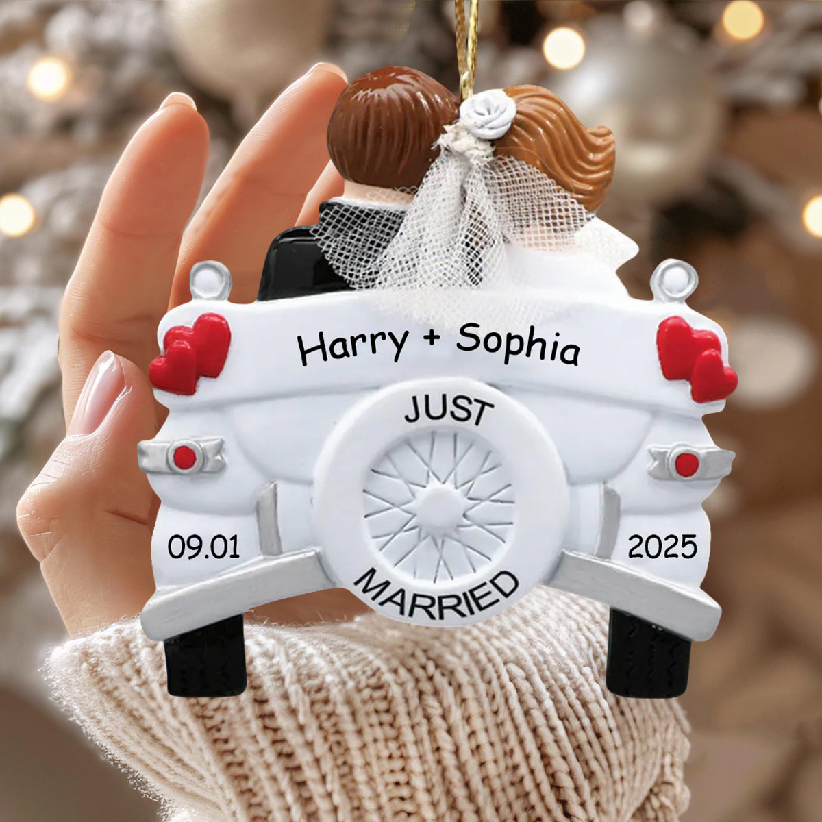 Just Married Ornament- Personalized Custom Gifts for Newly Weds