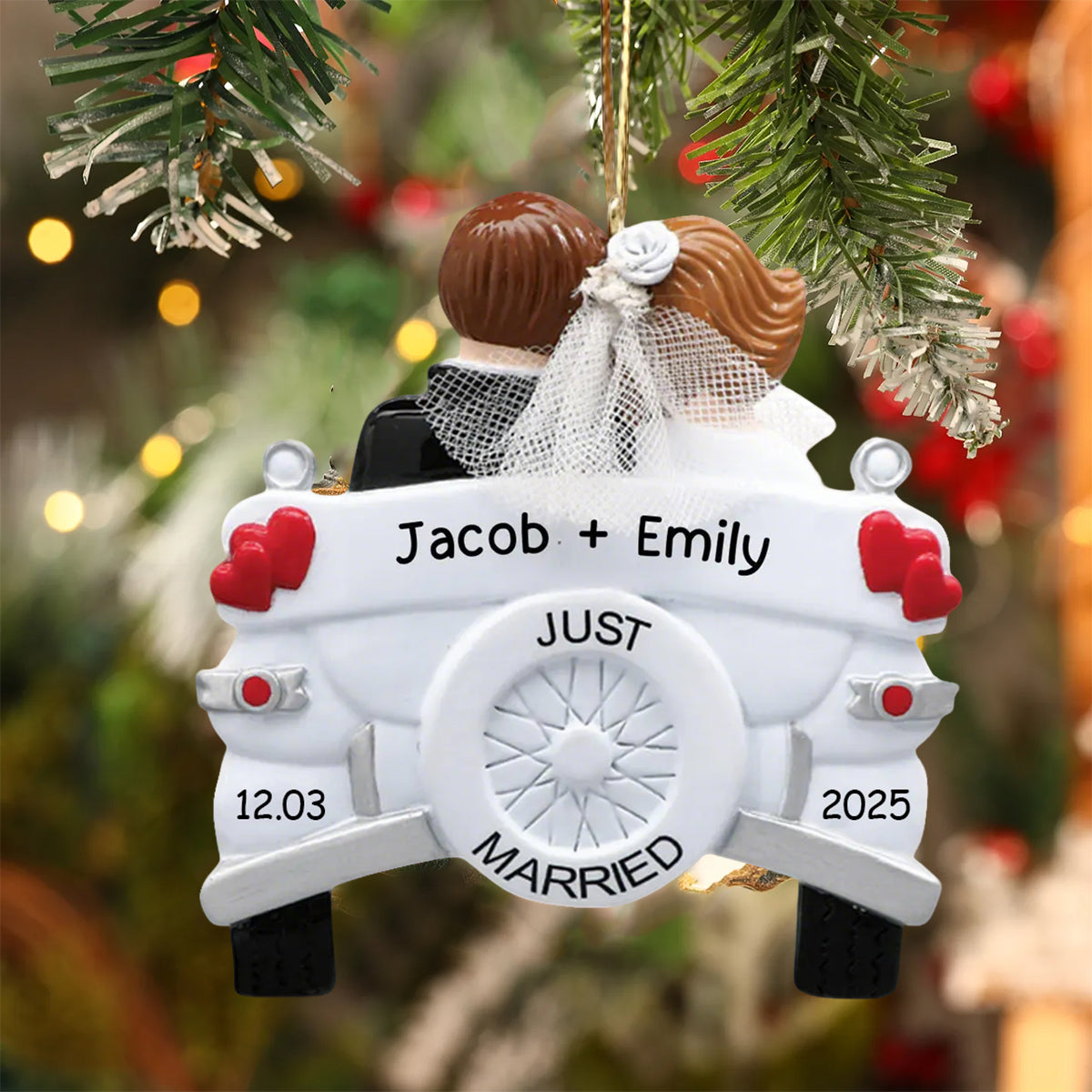 Just Married Ornament- Personalized Custom Gifts for Newly Weds