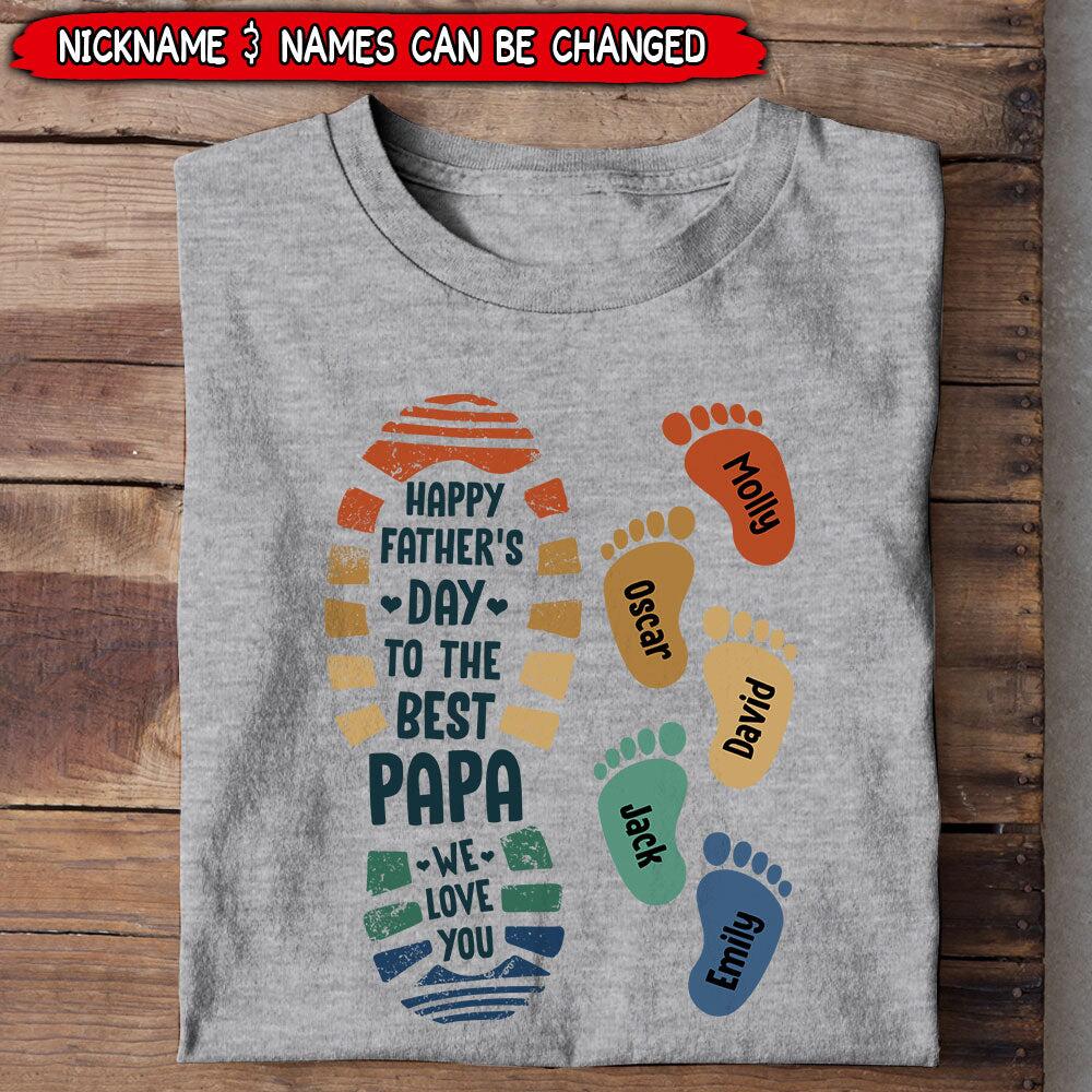 The Best Papa Grandpa Daddy Footprint Kids Personalized Shirt
