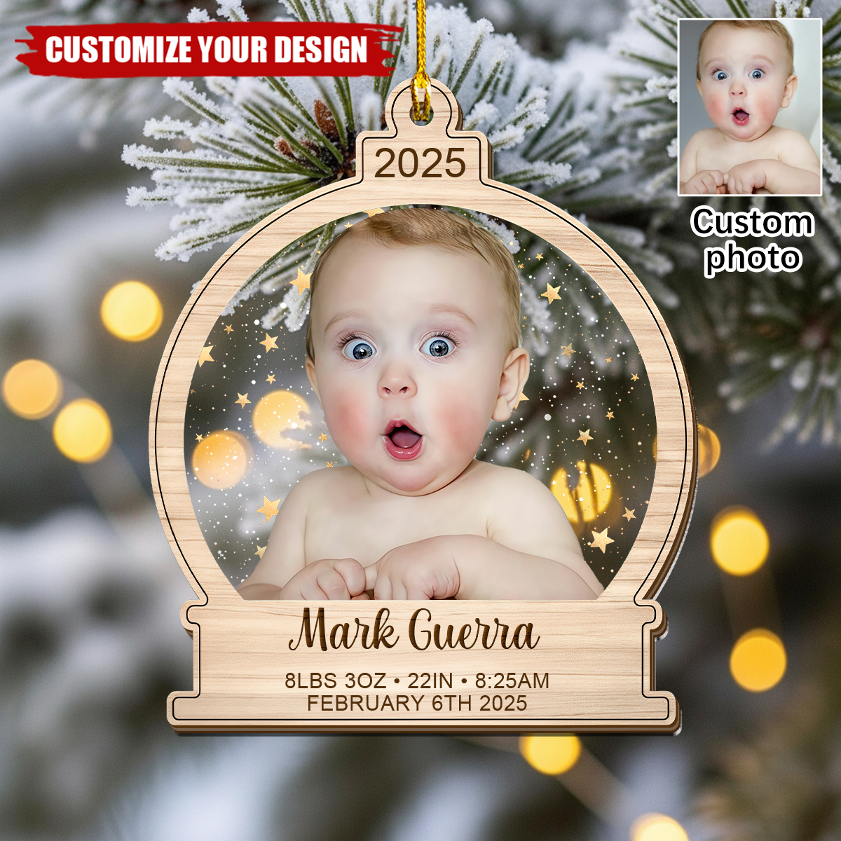 Baby's Christmas Ornament, Custom Photo Keepsake