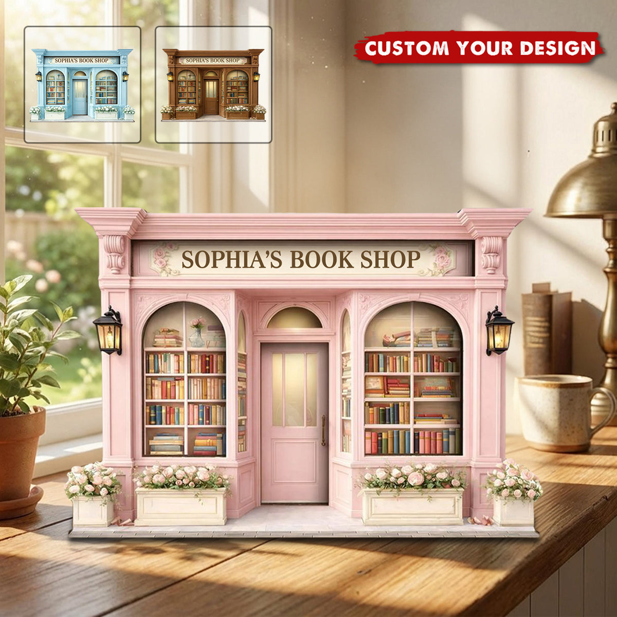 Reading Nook Personalized Bookshop Wooden Block - Custom Gift For Book Lovers