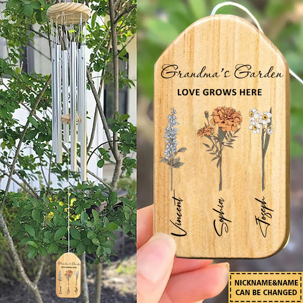 Personalized Grandma's Garden Wind Chimes