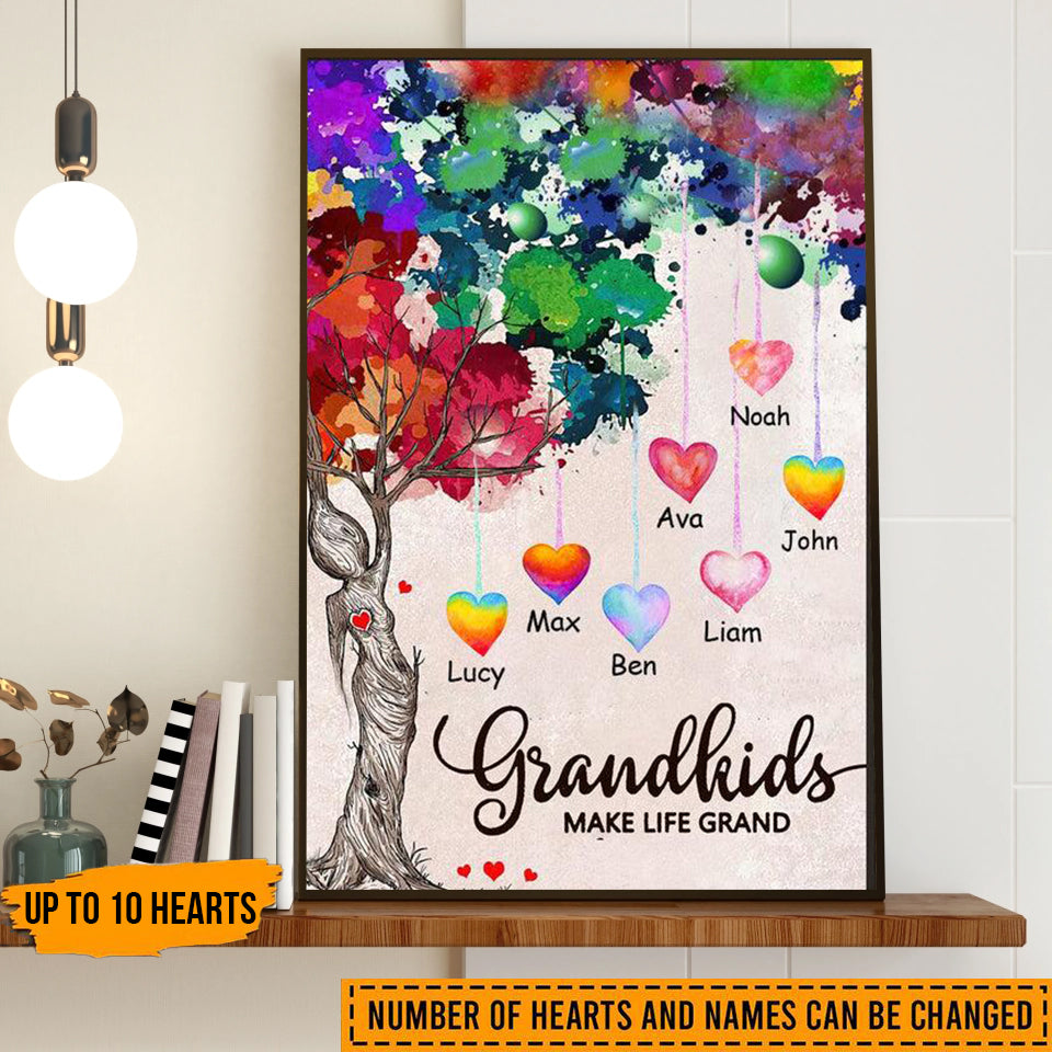 Grandkids Make Life Grand Personalized Canvas-Gift For Grandma,Family