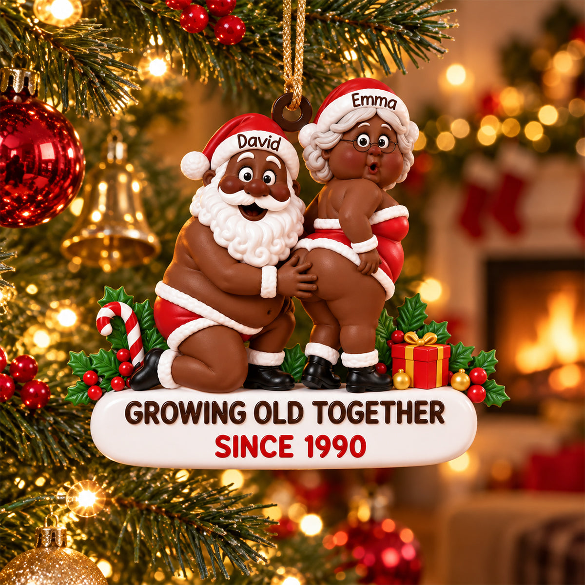 Custom Funny Wooden Ornament - Personalized Anniversary Christmas Wedding Gifts