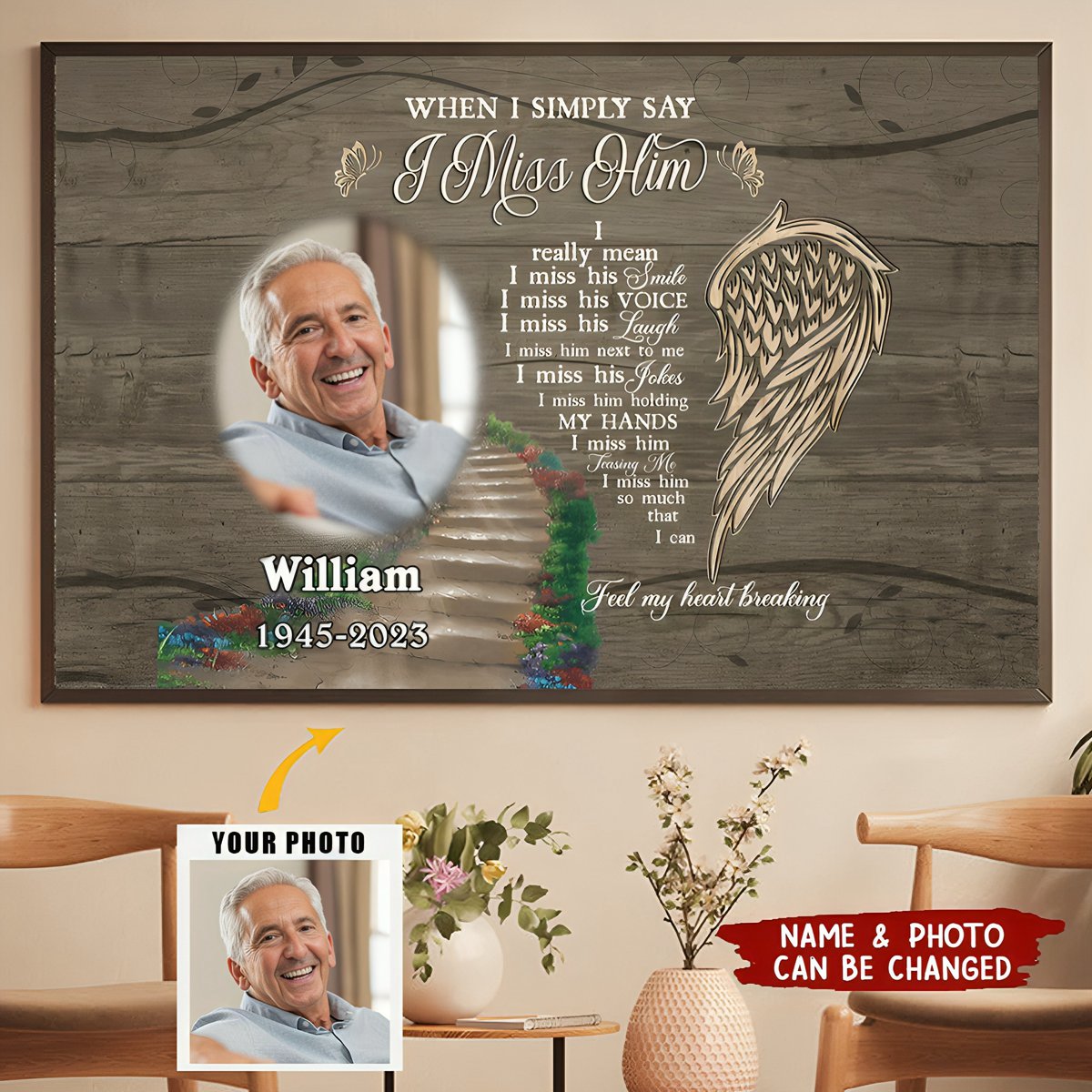 Husband Sympathy Gifts Loss Miss Him Memorial Personalized Canvas