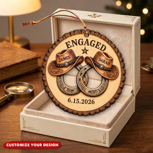 Western Cowboy Couple Ornament, Newly Engaged Gift