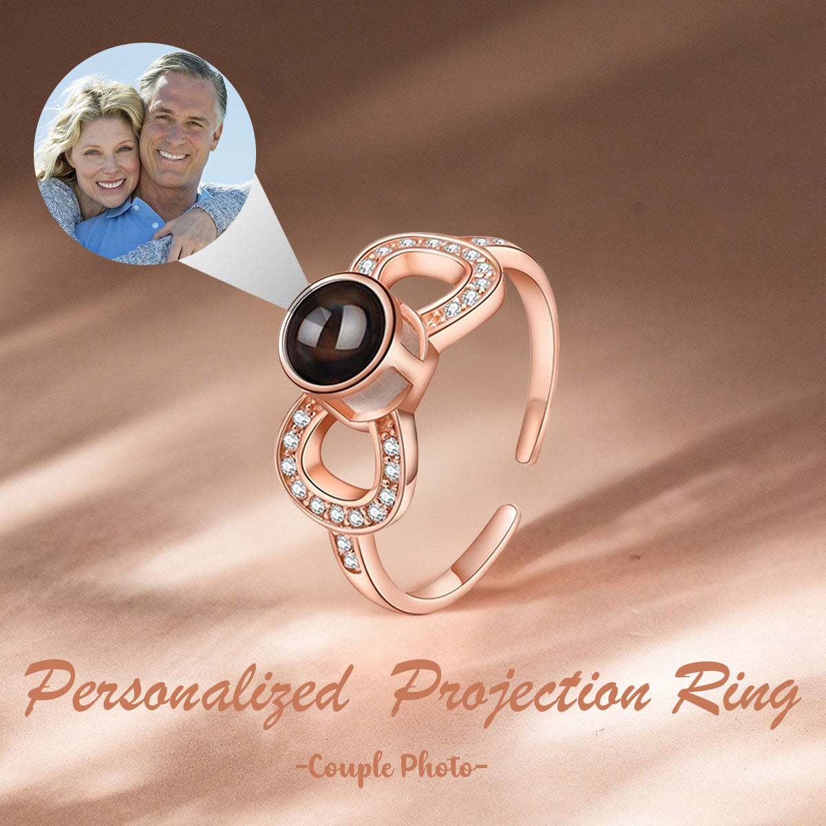 Personalized Projection Photo Adjustable Ring 925 Silver Ring