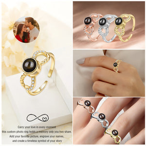 Personalized Projection Photo Adjustable Ring 925 Silver Ring