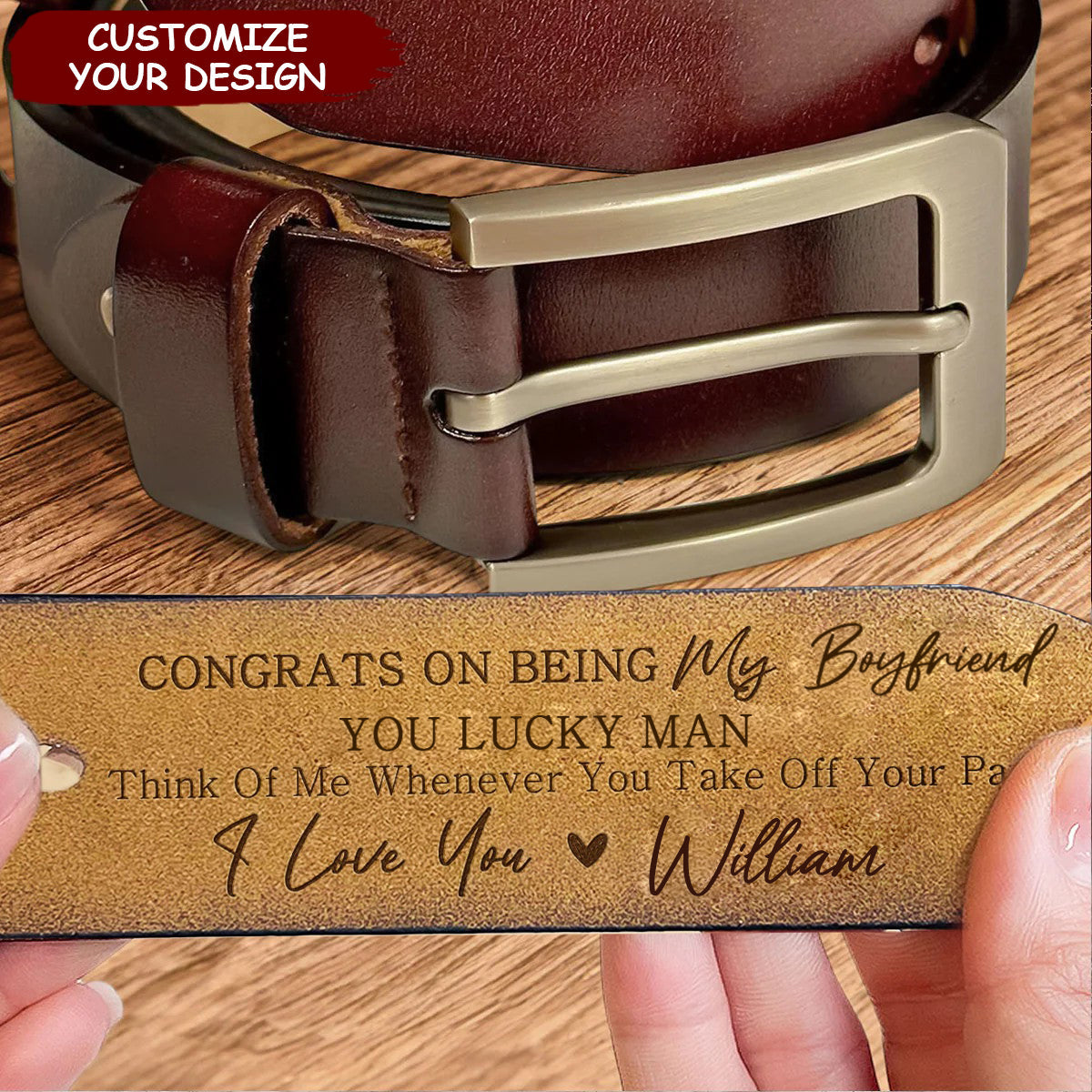 Congrats On Being My Husband  - Personalized Engraved Leather Belt