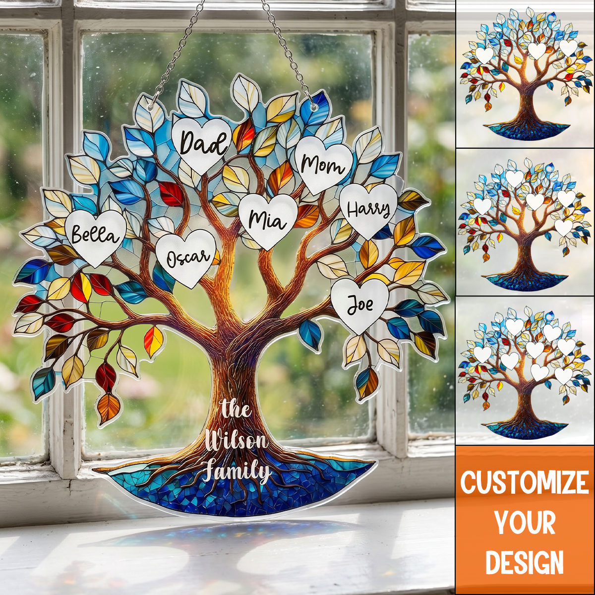 Personalized Family Tree Of Life Suncatcher - Window Hanging Gift