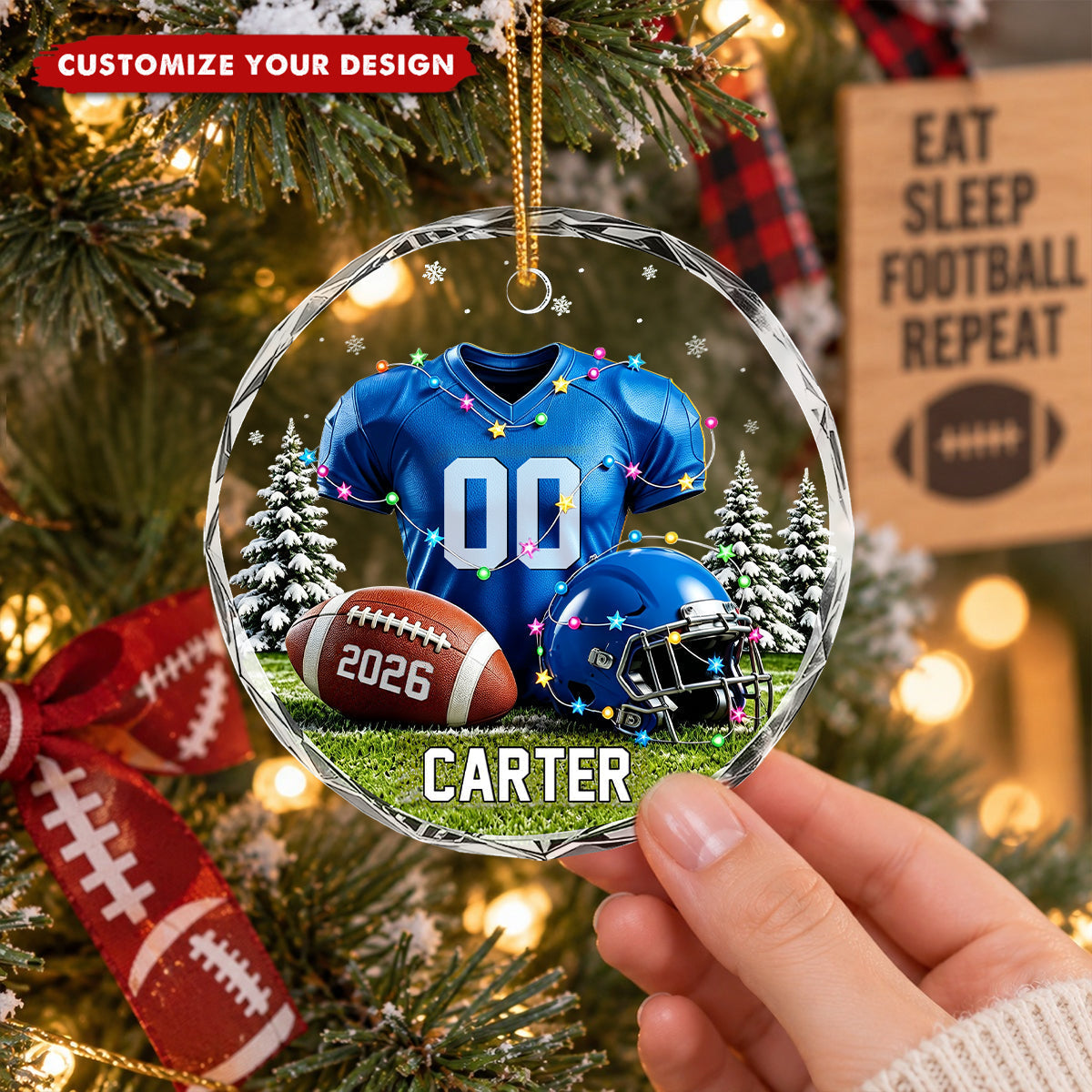 Personalized Football Ornament, Custom Jersey & Helmet Gift