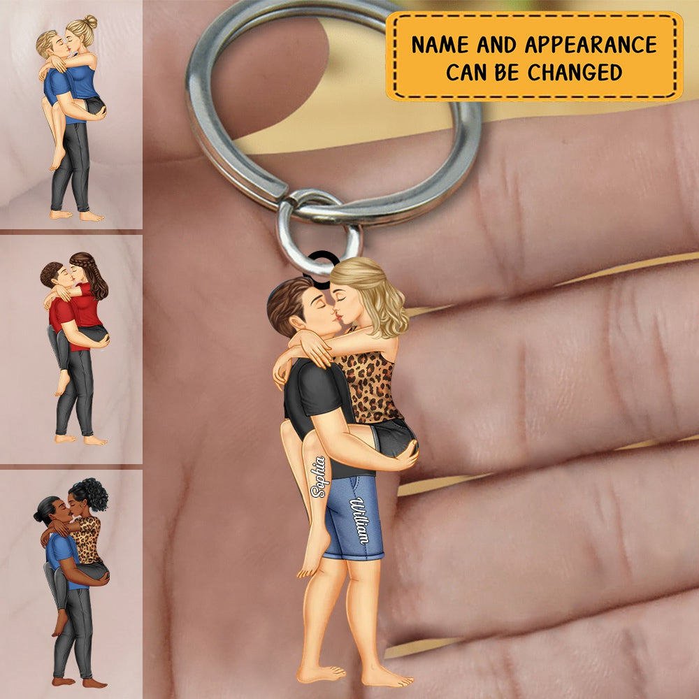 Couple Kissing - Personalized Cutout  Acrylic Keychain - Gift For Couples