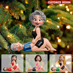 Personalized Playful Cartoon Design Naughty Couple Ornament