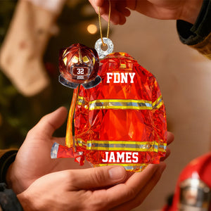 Personalized Firefighter Helmet Uniform Christmas Ornament