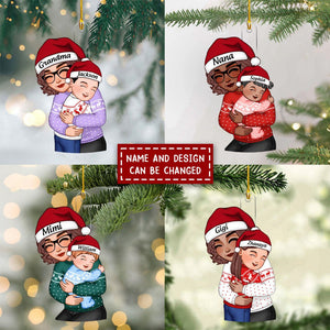 Christmas Cute Grandma Hugging Kid Gift For Granddaughter Grandson Personalized Ornament