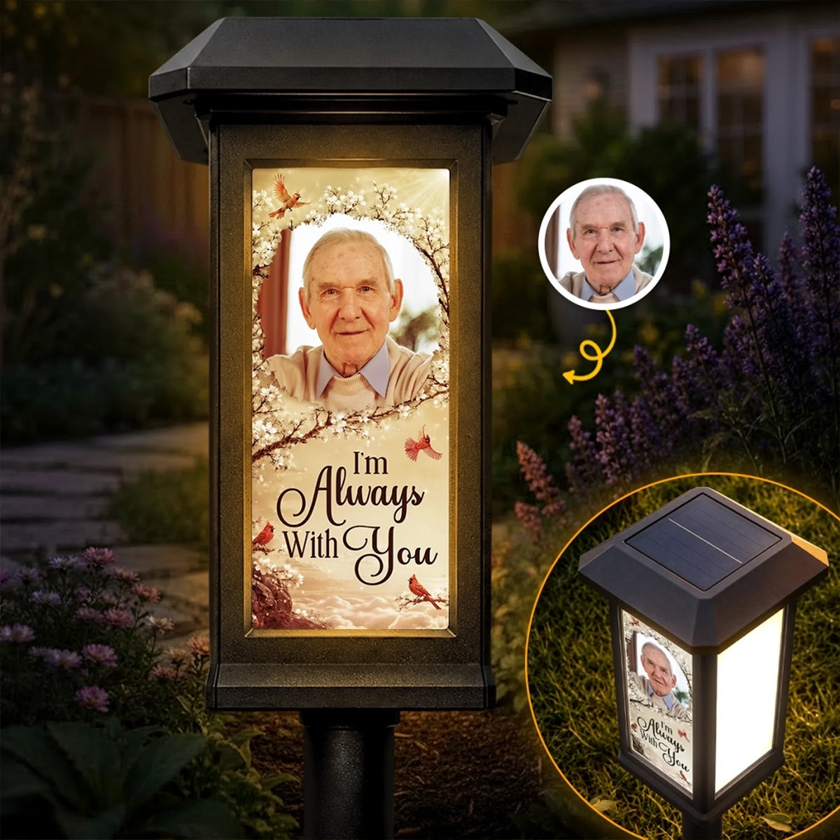Custom Photo Solar Garden Light,Personalized Gifts For Loss Of Mom, Dad