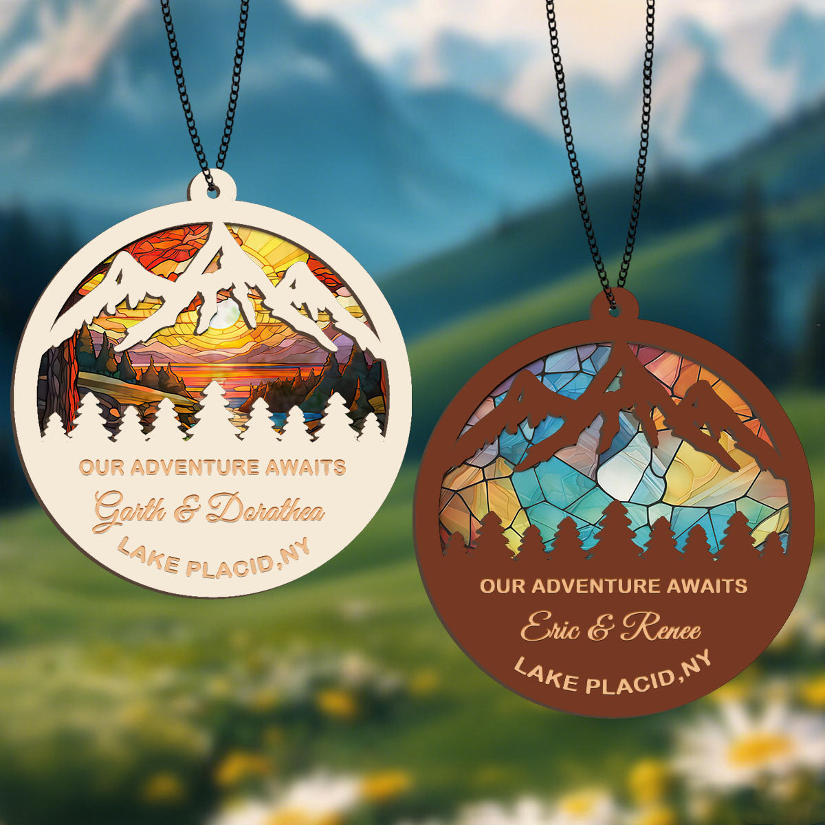 Our Adventure Awaits Personalized Mountains Landscape Ornament