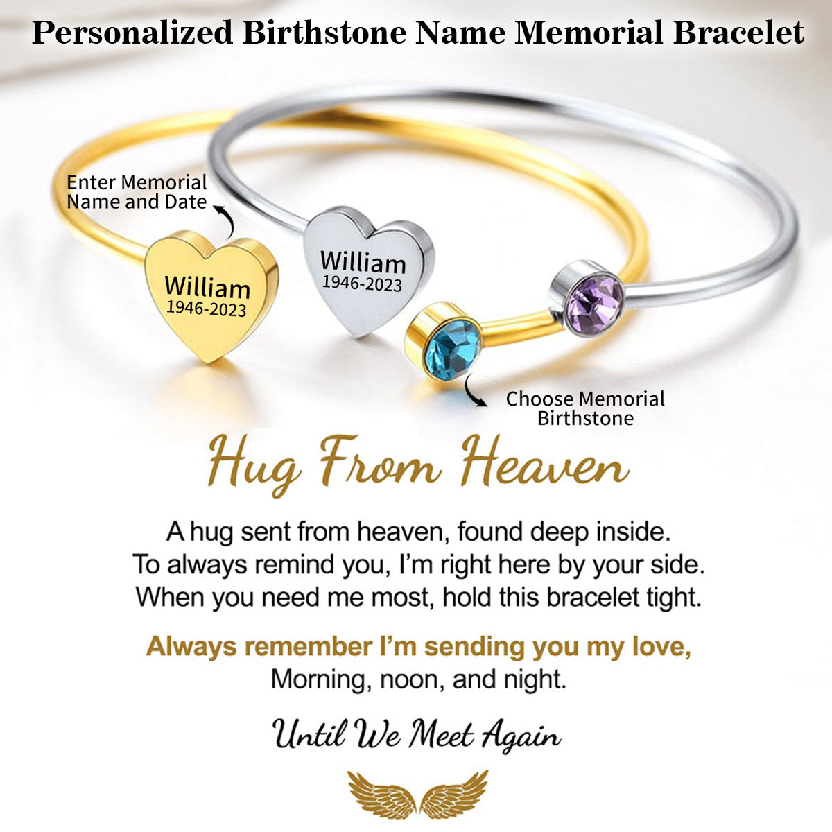Personalized Heart Bracelet With Birthstone and Name
