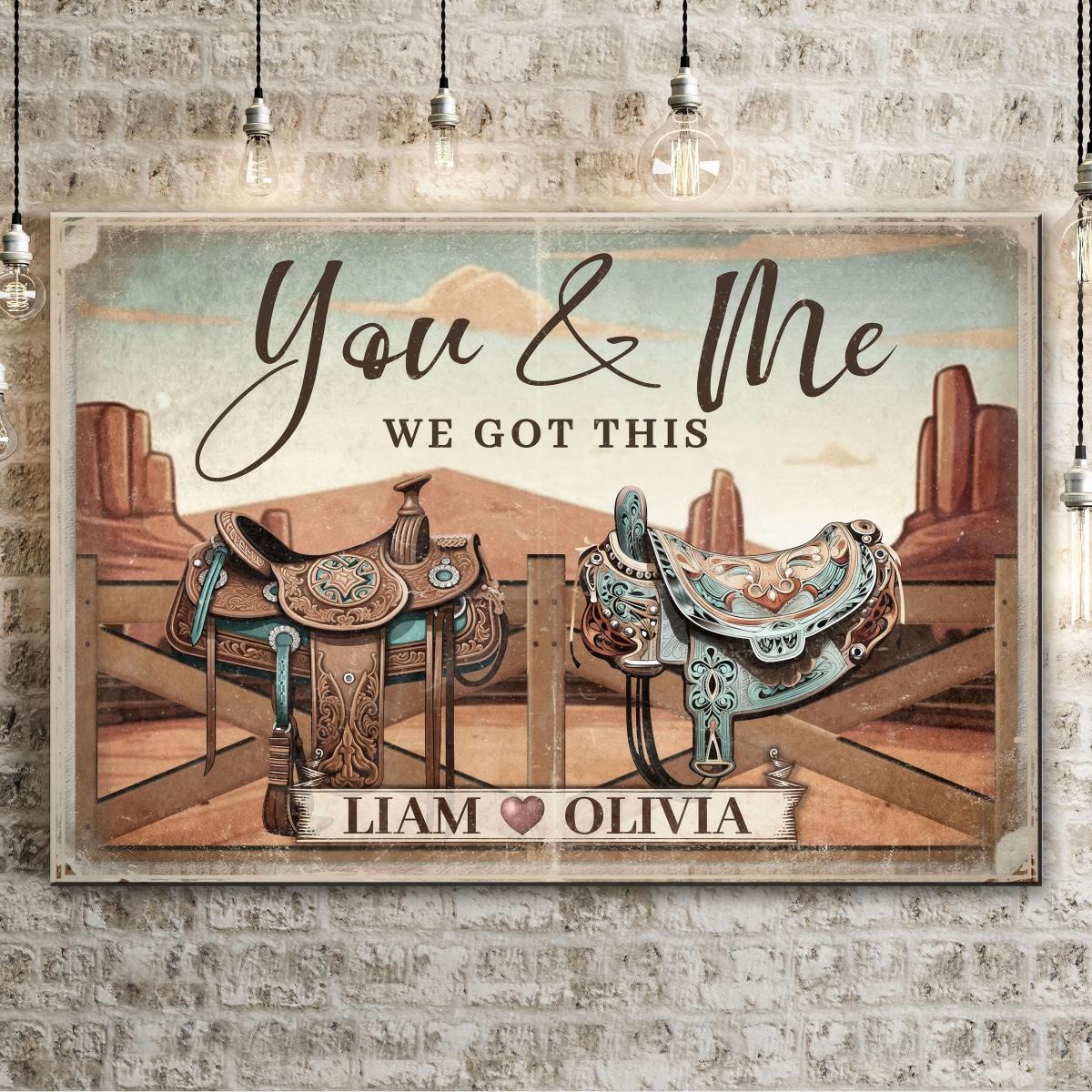 You And Me We Got This - Personalized Western Couple Name Canvas