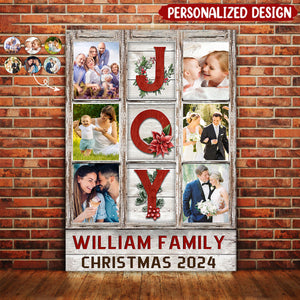 Personalized Customized Family Photo Vintage Christmas Canvas
