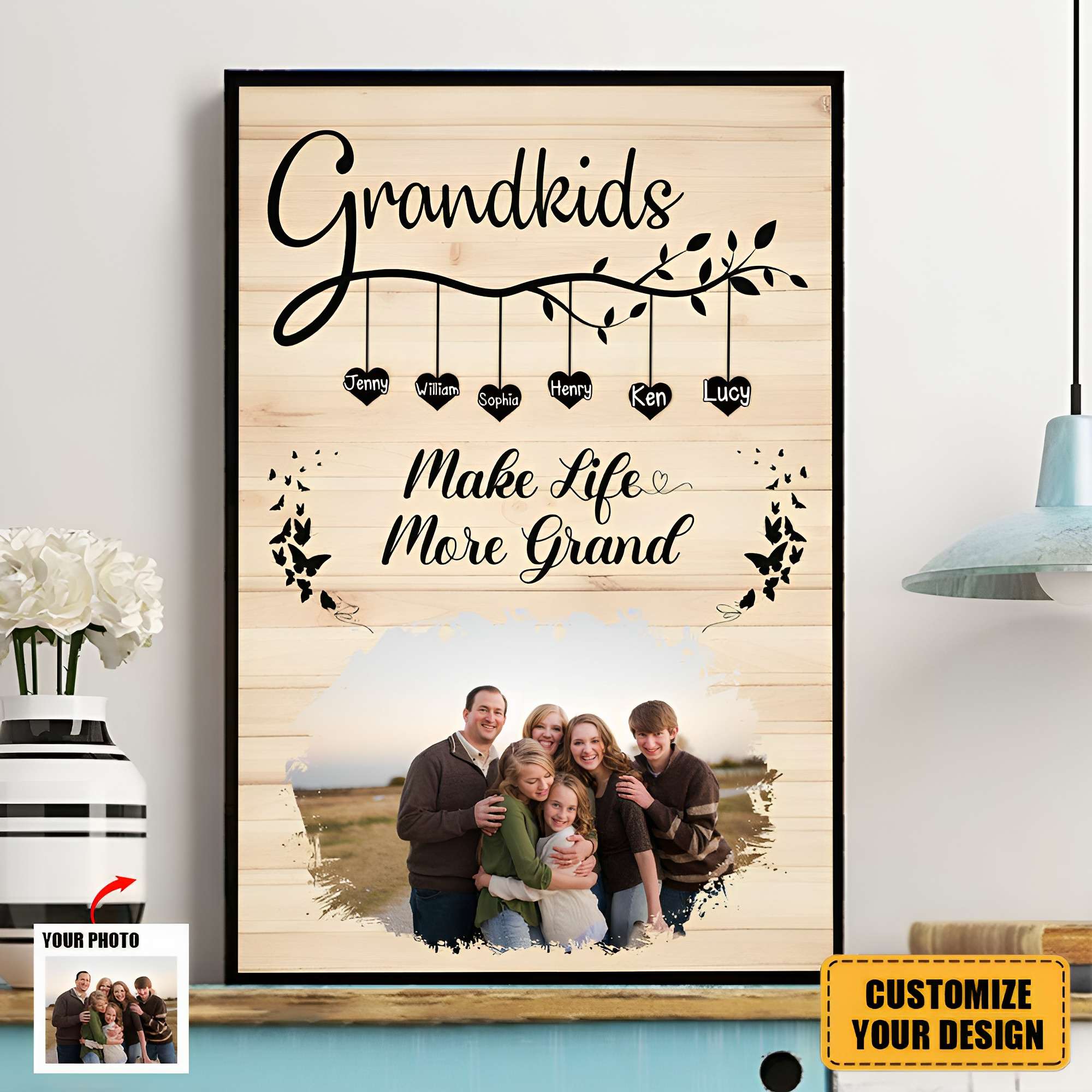 Grandkids Make Life More Grand - Personalized Photo Canvas