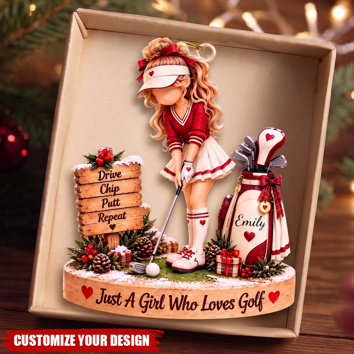 Personalized Golf Girl Christmas Ornament-Golfer Christmas Gift