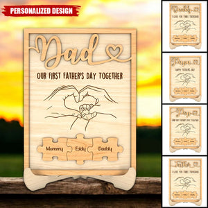 Personalized Family Hand With Hand Puzzle Sign, Father's Day Gift