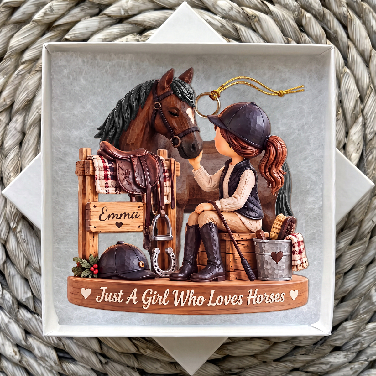 Personalized Horse Riding Girl Christmas Ornament