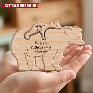 Happy Father's Day! - Personalized Handmade Name Engraved Wooden Bear Gift