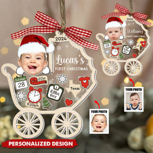 Personalized Baby's First Christmas Ornament 2024-Upload Photo