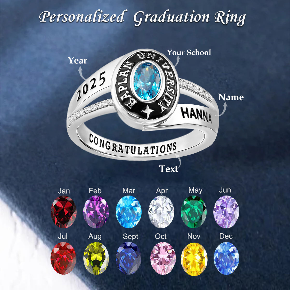 Graduation Class Ring | Custom High School and College Signet Ring