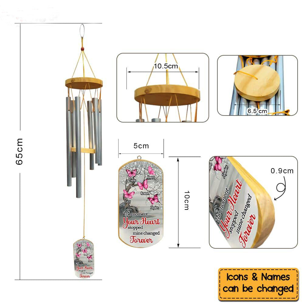 Memorial Gift The Moment Your Heart Stopped Mine Changed Forever Wind Chime