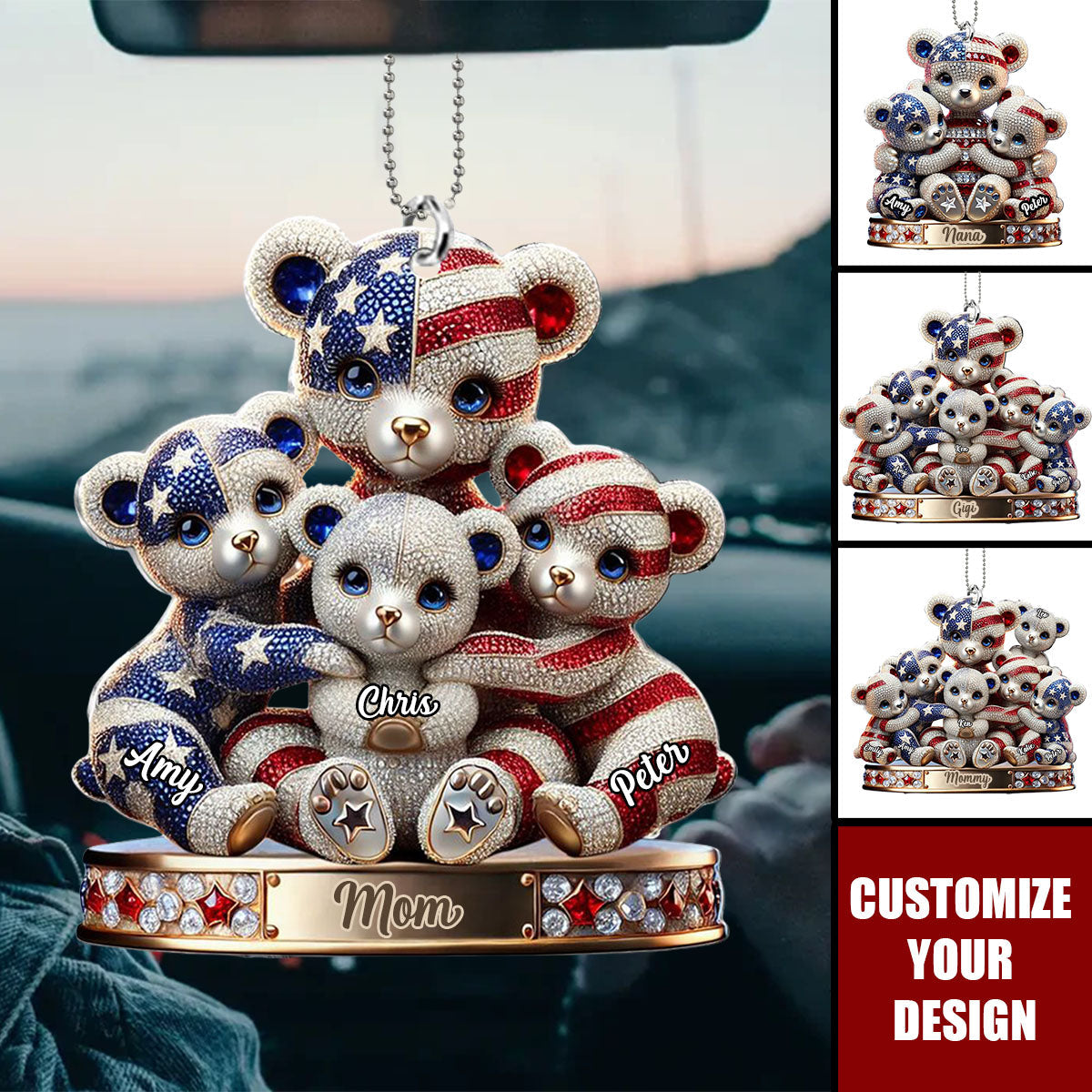 We Love You Gift For Mom, Grandma - Personalized Car Ornament