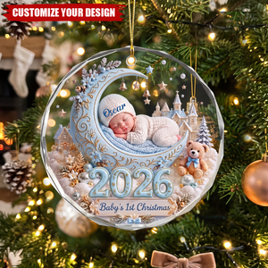 Personalized Baby First Christmas Crystal Ornament-Custom Baby Name