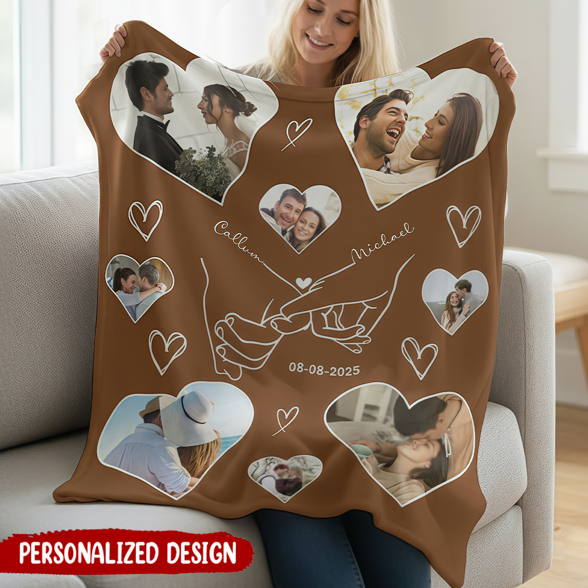 Anniversary Gift Custom Photo Name Blanket